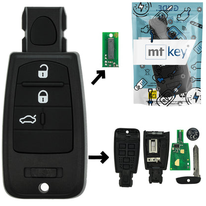 Funk Schlüssel Smartkey 434MHZ +Transponder 4A PCF7961M +Rohling CY24 3 Tasten kompatibel mit Fiat Croma 194 05-11 Autoschlüssel