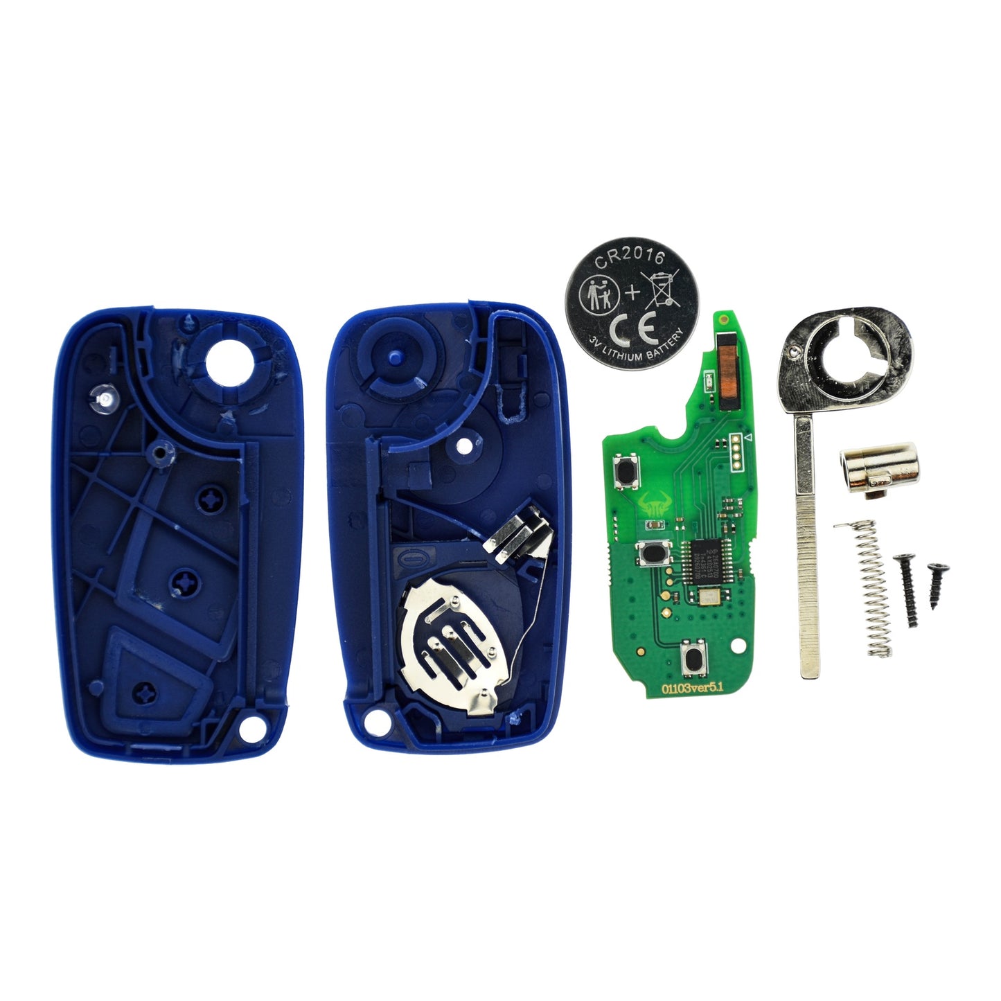 Funk Schlüssel Klappschlüssel 434MHZ ASK +Transponder ID46 PCF7941 +Rohling SIP22 3 Tasten kompatibel mit Fiat Panda 169 2003-2012 Autoschlüssel