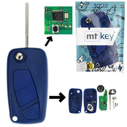 Funk Schlüssel Klappschlüssel Blau 434MHZ ASK ID48 SIP22 3 Tasten kompatibel mit Fiat Idea Doblo I 223 Bravo II 198 Punto 199 Stilo Linea Ducato 250 Citroen Jumper Relays Peugeot Boxer Iveco Daily IV