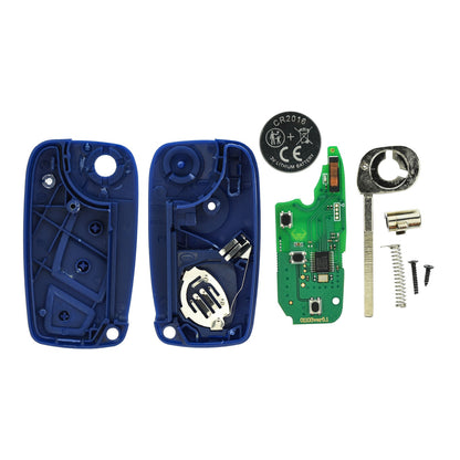 Funk Schlüssel Klappschlüssel Blau 434MHZ ASK ID48 SIP22 3 Tasten kompatibel mit Fiat Idea Doblo I 223 Bravo II 198 Punto 199 Stilo Linea Ducato 250 Citroen Jumper Relays Peugeot Boxer Iveco Daily IV