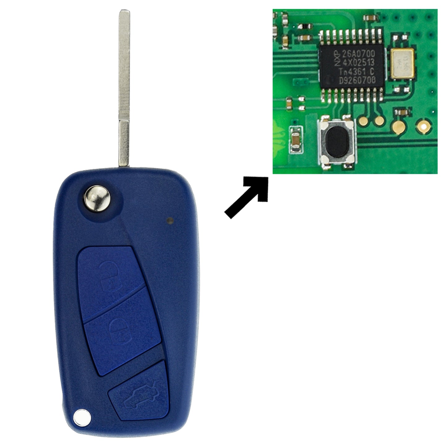 Funk Schlüssel Klappschlüssel Blau 434MHZ ASK ID48 SIP22 3 Tasten kompatibel mit Fiat Idea Doblo I 223 Bravo II 198 Punto 199 Stilo Linea Ducato 250 Citroen Jumper Relays Peugeot Boxer Iveco Daily IV