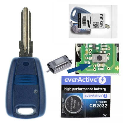 Repair Reparatur Satz Gehäuse Funkschlüssel 1x Gehäuse 1 Taster + 1x Rohling SIP22 + 1x Mikrotaster + 1x CR2032 Batterie kompatibel mit FIAT