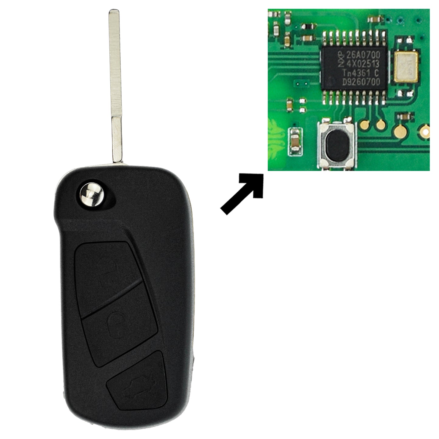 Funk Schlüssel Klappschlüssel 434MHZ +Transponder ID46 PCF7941 +Rohling SIP22 3 Tasten kompatibel mit Ford Ka RU8 08-16 Autoschlüssel