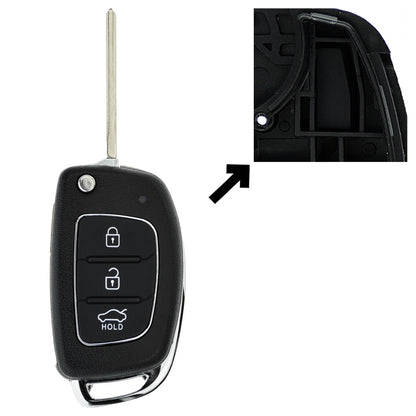 Funk Schlüssel Klappschlüssel 434MHZ +Transponder +Rohling KIA7 HY19 HYN14 3 Tasten kompatibel mit Hyundai i20 14-18 Autoschlüssel