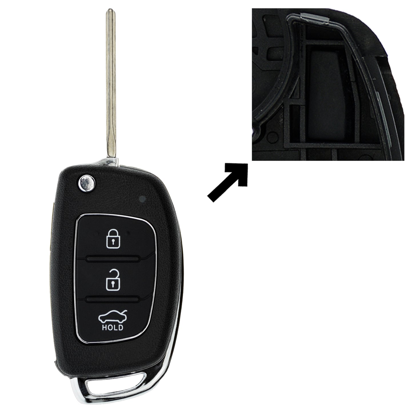 Funk Schlüssel Klappschlüssel 434MHZ +Transponder +Rohling KIA7 HY19 HYN14 3 Tasten kompatibel mit Hyundai iLoad i800 H-1 AB 2018 Autoschlüssel