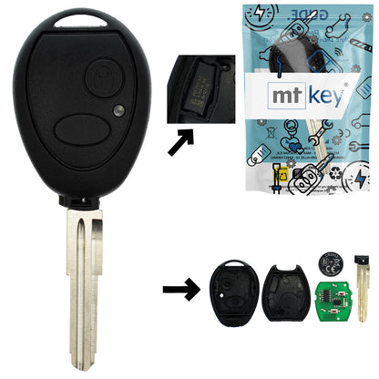 Funk Schlüssel Zündschlüssel 434MHZ +Transponder PCF7930 PCF7931 +Rohling NE38 NE75 2 Tasten kompatibel mit Land Rover Discovery II Freelander I Defender 90 MG ZT ZT-T Rover 75 Autoschlüssel