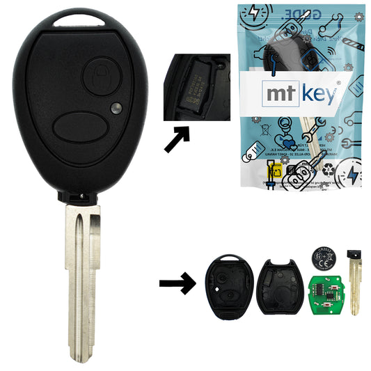 Funk Schlüssel Zündschlüssel 434MHZ +Transponder PCF7930 PCF7931 +Rohling NE38 NE75 2 Tasten kompatibel mit Land Rover Discovery II Freelander I Defender 90 MG ZT ZT-T Rover 75 Autoschlüssel