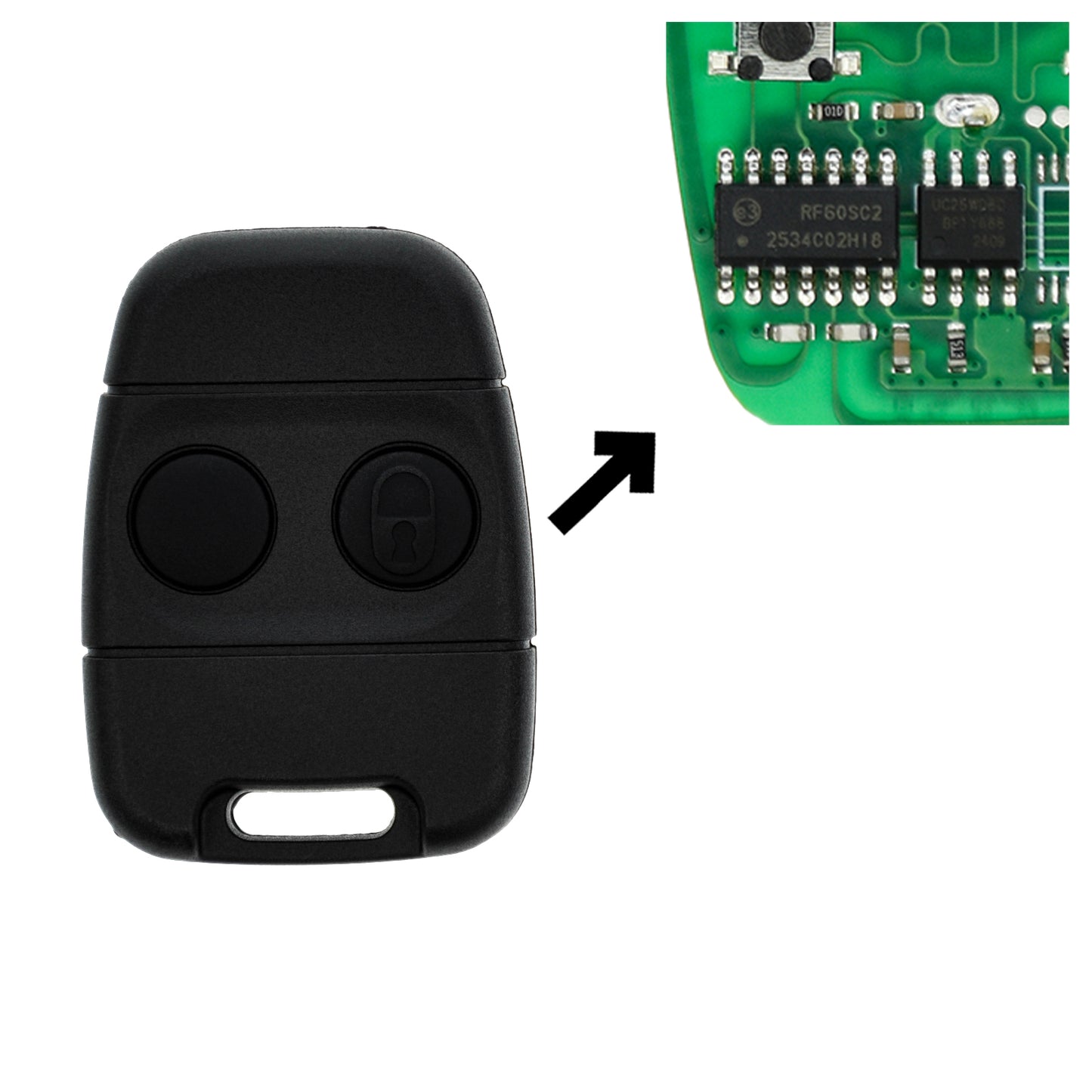 Auto Fernbedienung Sender 434MHZ 2 Tasten kompatibel mit Land Rover Defender 90 Discovery I Freelander I Rover 100 200 25 400 45 MG TF ZR ZS Rover Mini Nissan 200SX Micra Primera Zentralverriegelung