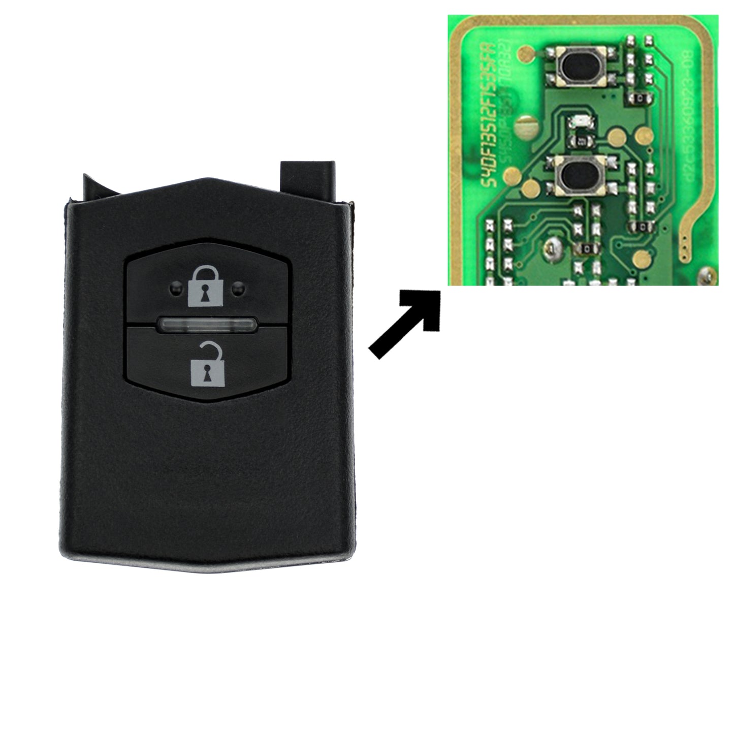 Funk Schlüssel Fernbedienung Sender 434MHZ +Transponder +Rohling 2 Tasten kompatibel mit Mazda 5 CR 05-10 5 CW 10-18 Autoschlüssel