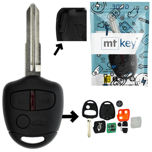 Funk Schlüssel Zündschlüssel 434MHZ +Transponder ID 46 PCF7936 +Rohling MIT11R 3 Tasten kompatibel mit Mitsubishi Space Star Ab 2012 Lancer VIII CY 07-17 Pajero IV V80 V90 Outlander II Grandis Autoschlüssel