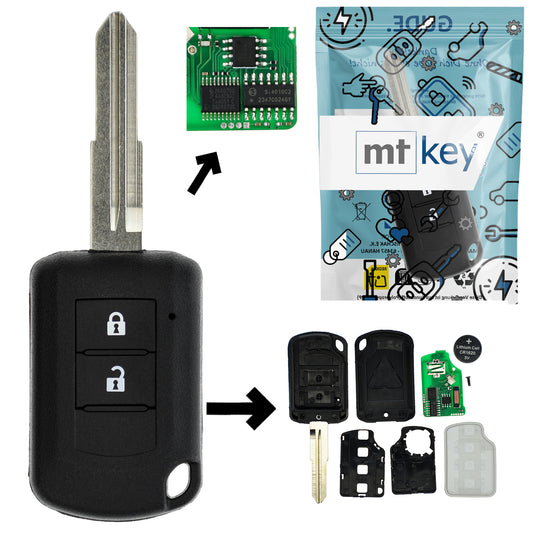 Funk Schlüssel Zündschlüssel 434MHZ +Transponder ID46 PCF7941 +Rohling MIT11R 2 Tasten kompatibel mit Mitsubishi ASX 17-19 Outlander Space Star ab 2015 Autoschlüssel