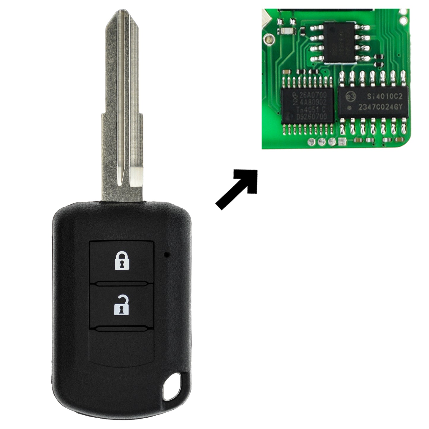 Funk Schlüssel Zündschlüssel 434MHZ +Transponder ID47 PCF7961 PCF7953 +Rohling MIT11R 2 Tasten kompatibel mit Mitsubishi Space Star Ab 2015 L200 15-20 Eclispe Cross 18-21 Autoschlüssel