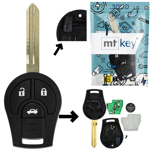 Funk Schlüssel Zündschlüssel 434MHZ FSK +Transponder ID46 +Rohling NSN14 NSN19 3 Tasten kompatibel mit Nissan Navara D23M 15-16 Micra K13 10-16 Juke F15 10-14 Autoschlüssel