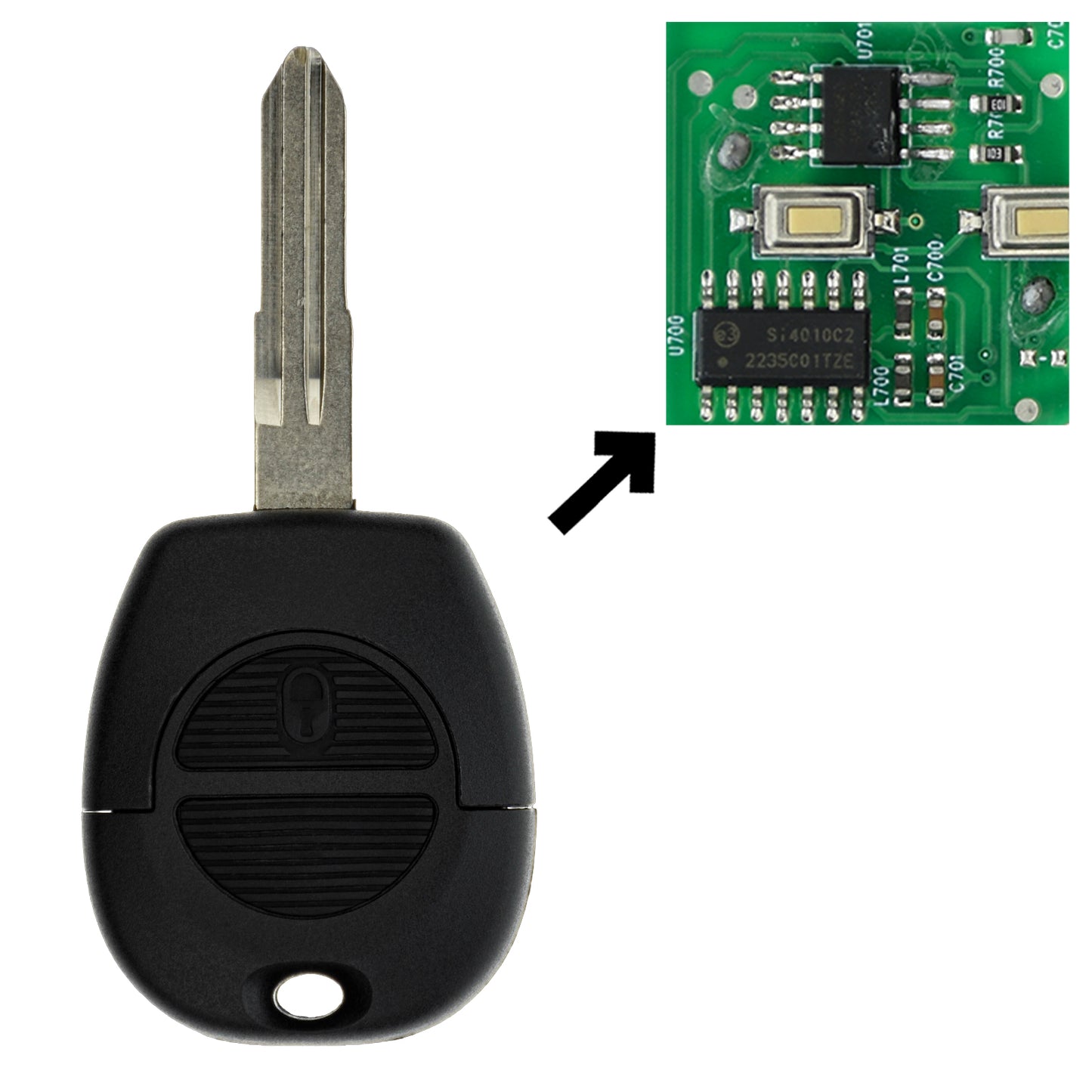Funk Schlüssel Zündschlüssel 434MHZ +Transponder +Rohling NSN14 NSN19 2 Tasten kompatibel mit Nissan Alerma II Patrol VI Navara D22 X-Trail I Alera Tino V10 Primera P11 P12 Autoschlüssel