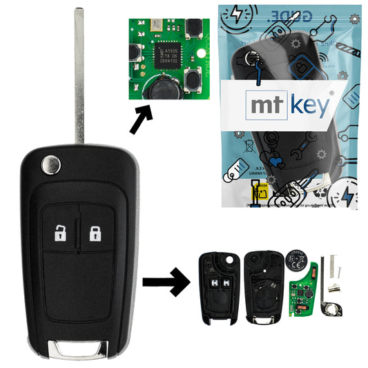 Funk Schlüssel Klappschlüssel 434MHZ ASK +Transponder ID46 PCF7952 +Rohling HU100 2 Tasten kompatibel mit Opel Insignia A Astra J Cascada Chevrolet Malibu V Cruze J300 Captiva Autoschlüssel