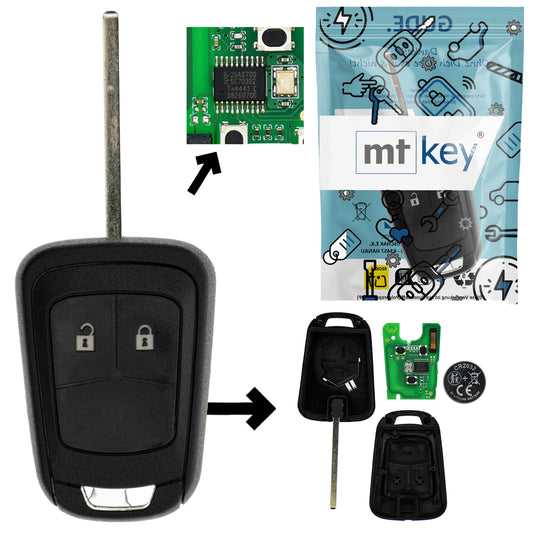 Funk Schlüssel Zündschlüssel 434MHZ ASK +Transponder ID46 PCF7937 +Rohling HU100 2 Tasten kompatibel mit Opel Adam 12-16 Astra J 10-15 Cascada Corsa E Insignia A Karl Mokka Zafira C Autoschlüssel