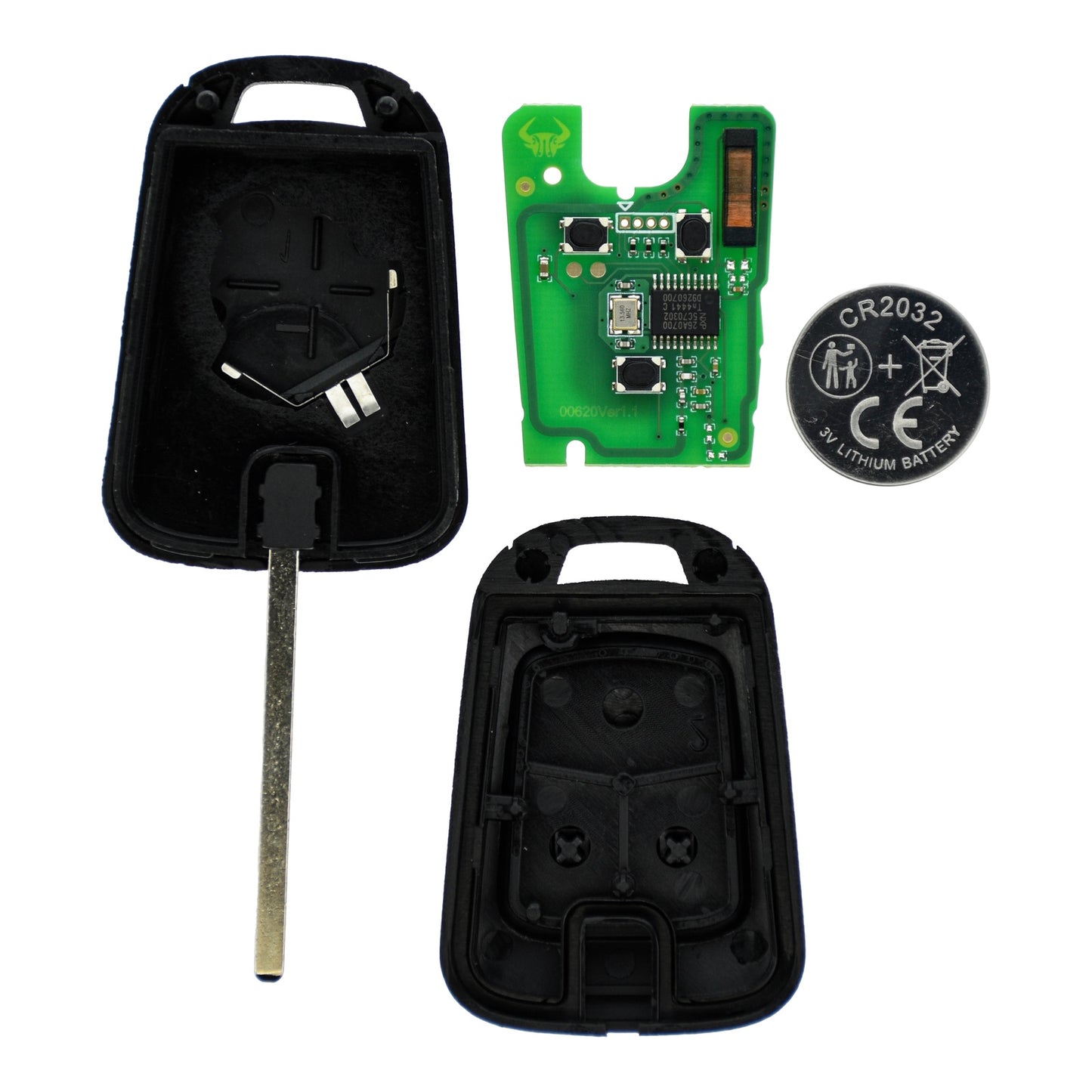 Funk Schlüssel Zündschlüssel 434MHZ ASK +Transponder ID46 PCF7937 +Rohling HU100 2 Tasten kompatibel mit Opel Adam 12-16 Astra J 10-15 Cascada Corsa E Insignia A Karl Mokka Zafira C Autoschlüssel
