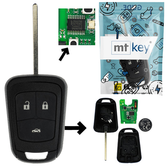 Funk Schlüssel 434MHZ ASK ID46 PCF7937 HU100 3 Tasten kompatibel mit Chevrolet Aveo Bolt Camaro 10-15 Cruze J300 Malibu V300 Orlando Silverado Spark Trax 12-16 Volt 11-15 Autoschlüssel