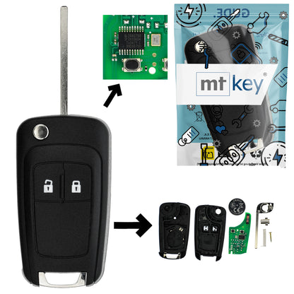 Funk Schlüssel Klappschlüssel 434MHZ +Transponder ID46 PCF7941 +Rohling HU100 2 Tasten kompatibel mit Opel Meriva B 10-14 Corsa D 10-14 Autoschlüssel