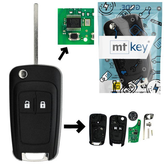 Funk Schlüssel Klappschlüssel 434MHZ +Transponder ID46 PCF7941 +Rohling HU100 2 Tasten kompatibel mit Opel Meriva B 10-14 Corsa D 10-14 Autoschlüssel