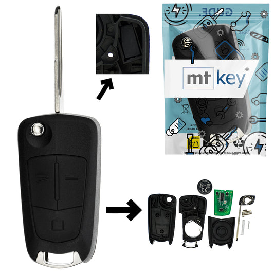 Funk Schlüssel Klappschlüssel 434MHZ ASK +Transponder ID46 +Rohling DWO5R 3 Tasten kompatibel mit Chevrolet Captiva C100 C140 Epica V250 Opel Antara Zafira 08-15 GMC Terrain Autoschlüssel