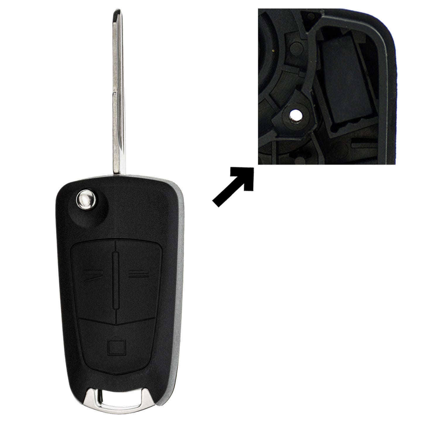 Funk Schlüssel Klappschlüssel 434MHZ ASK +Transponder ID46 +Rohling DWO5R 3 Tasten kompatibel mit Chevrolet Captiva C100 C140 Epica V250 Opel Antara Zafira 08-15 GMC Terrain Autoschlüssel