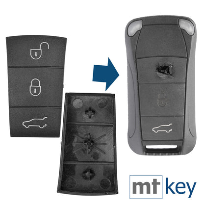 Auto Schlüssel Tasten Set 2X Tastenfeld 3 Tasten Gummi kompatibel mit Porsche 955 Cayenne 9PA Klappschlüssel Key FOB