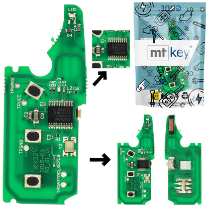 Funk Schlüssel Fernbedienung Sender Platine 434MHZ ASK +Transponder ID46 PCF7947 +Rohling 3 Tasten kompatibel mit Porsche Cayenne 9PA 02-10 Autoschlüssel