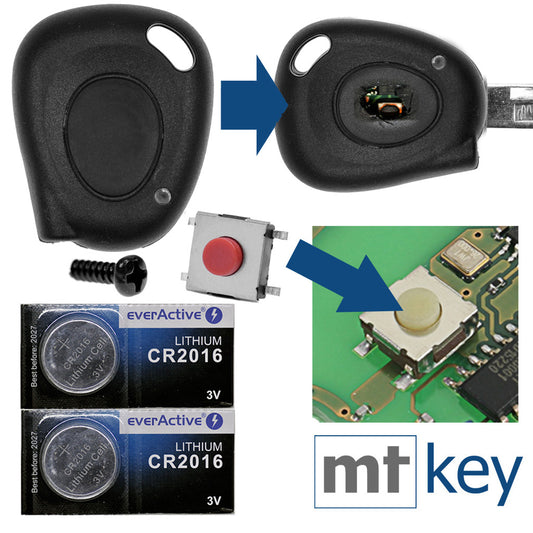 Repair Reparatur Satz Gehäuse Funkschlüssel Fernbedienung Autoschlüssel INFRAROT 1x Gehäuse + 1x Mikrotaster + 2X CR2016 Batterie kompatibel mit Renault