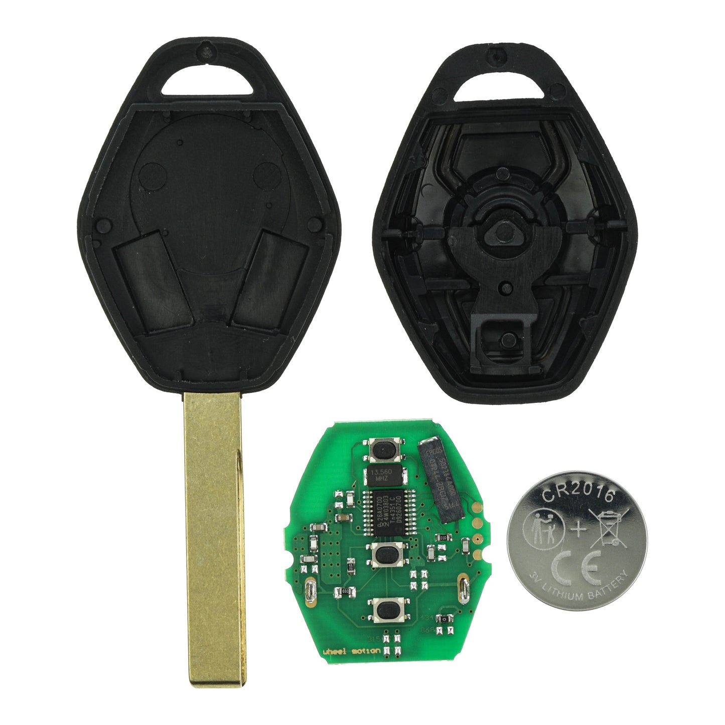 Funk Schlüssel Zündschlüssel 434MHZ FSK +Transponder ID46 PCF7942 +Rohling HU92 R 3 Tasten kompatibel mit BMW CAS 2 3er E46 5er E39 E60 6er E63 E64 7er E38 X3 E83 X5 E53 Z3 E36 Z4 E85 Z8 E52
