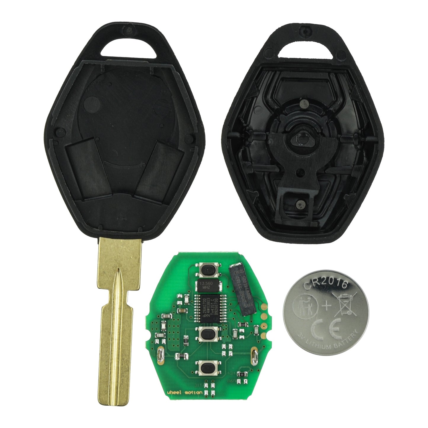Funk Schlüssel Zündschlüssel 434MHZ FSK +Transponder ID46 PCF7942 +Rohling HU58 3 Tasten kompatibel mit BMW CAS 2 3er E46 5er E39 E60 6er E63 E64 7er E38 X3 E83 X5 E53 Z3 E36 Z4 E85 Z8 E52
