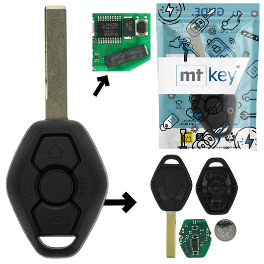 Funk Schlüssel Zündschlüssel CAS2 868MHZ FSK +Transponder ID46 PCF7942 +Rohling HU92 3 Tasten kompatibel mit BMW 1er E81 E82 E87 E88 X3 E83 5er E60 E61 3er E90 E91 E92 E93 6er E63 E64 04-05