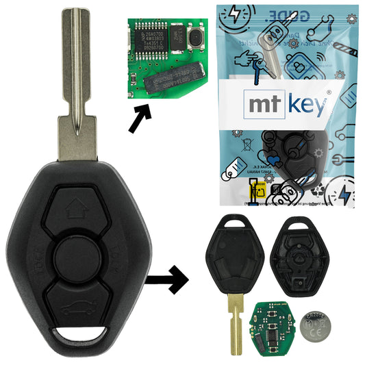 Funk Schlüssel Zündschlüssel CAS2 868MHZ FSK +Transponder ID46 PCF7942 +Rohling HU58 3 Tasten kompatibel mit BMW 1er E81 E82 E87 E88 X3 E83 5er E60 E61 3er E90 E91 E92 E93 6er E63 E64 04-05