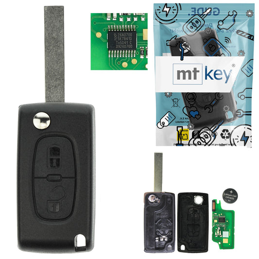 Funk Schlüssel Klappschlüssel 434MHZ ASK +Transponder ID46 PCF7941 +Rohling HU83 2 Tasten kompatibel mit Citroen C2 C3 I 05-09 C8 Peugeot 207 307 807 206 CC 207 CC SW 307 Break CC SW Autoschlüssel