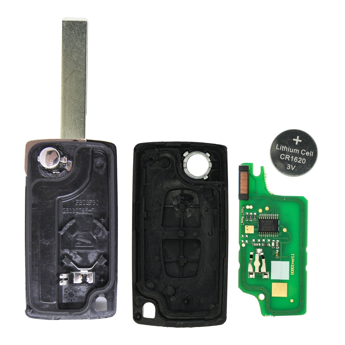 Klappschlüssel 434MHZ FSK ID46 PCF7941 HU83 2 Tasten kompatibel mit Fiat Scudo Citroen Berlingo II C3 II C3 Picasso C-Crosser Peugeot 207 307 308 5008 207 CC 3008 I 308 I 207 SW iOn Autoschlüssel