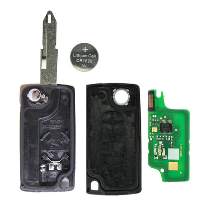 Funk Schlüssel Klappschlüssel 434MHZ ASK +Transponder ID46 PCF7941 +Rohling NE73 2 Tasten kompatibel mit Peugeot 207 06-09 307 SW 02-06 Autoschlüssel