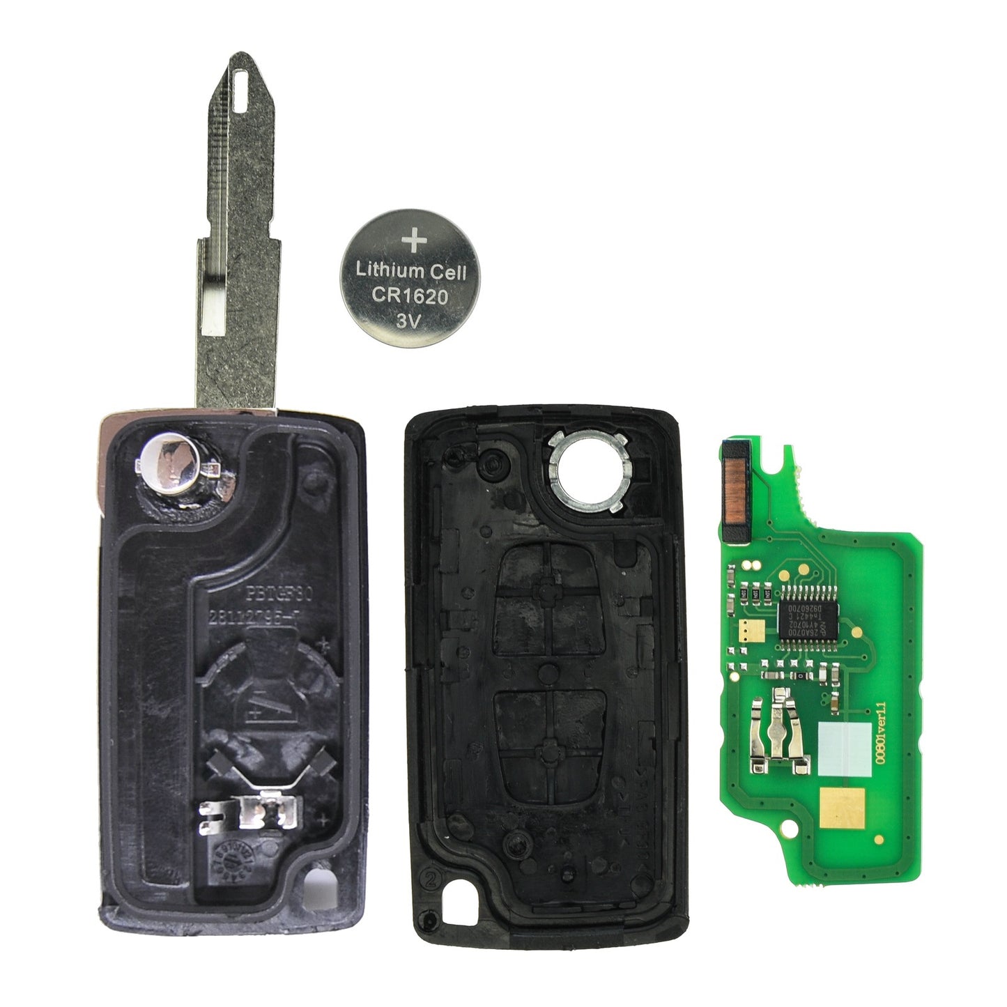 Funk Schlüssel Klappschlüssel 434MHZ FSK +Transponder ID46 PCF7941 +Rohling NE73 2 Tasten kompatibel mit Citroen Berlingo II Multispace B9 C3 II C-Crosser C-Zero Fiat Scudo Peugeot 308 I Autoschlüssel