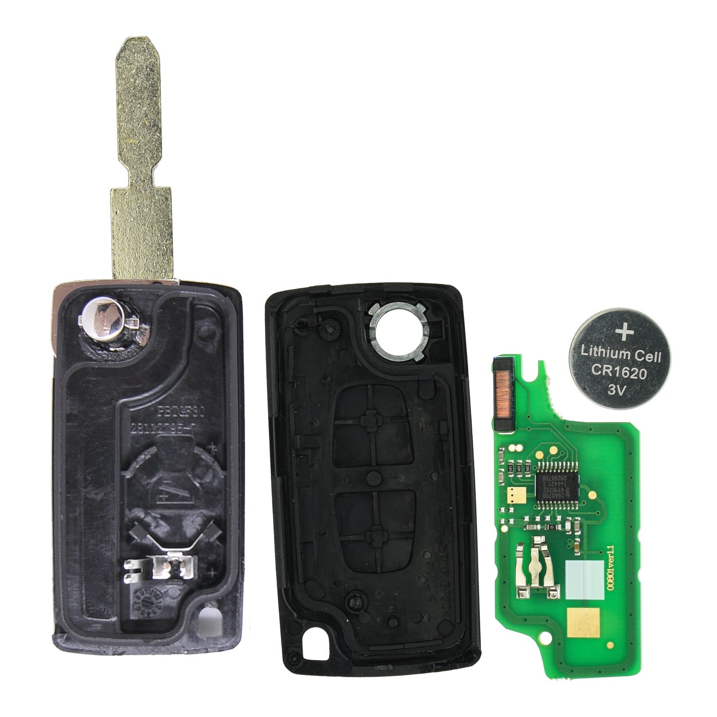 Funk Schlüssel Klappschlüssel 434MHZ ASK +Transponder ID46 PCF7941 +Rohling NE78 2 Tasten kompatibel mit Peugeot 207 06-09307 SW 05-09 Autoschlüssel