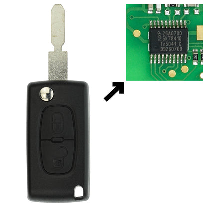 Funk Schlüssel Klappschlüssel 434MHZ ASK +Transponder ID46 PCF7941 +Rohling NE78 2 Tasten kompatibel mit Peugeot 207 06-09307 SW 05-09 Autoschlüssel