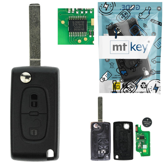 Funk Schlüssel Klappschlüssel 434MHZ ASK +Transponder ID46 PCF7941 +Rohling VA2 VA6 2 Tasten kompatibel mit Citroen C2 C3 I Pluriel C4 Coupe 05-10 Peugeot 207 07-09 807 05-14 207 307 SW Autoschlüssel
