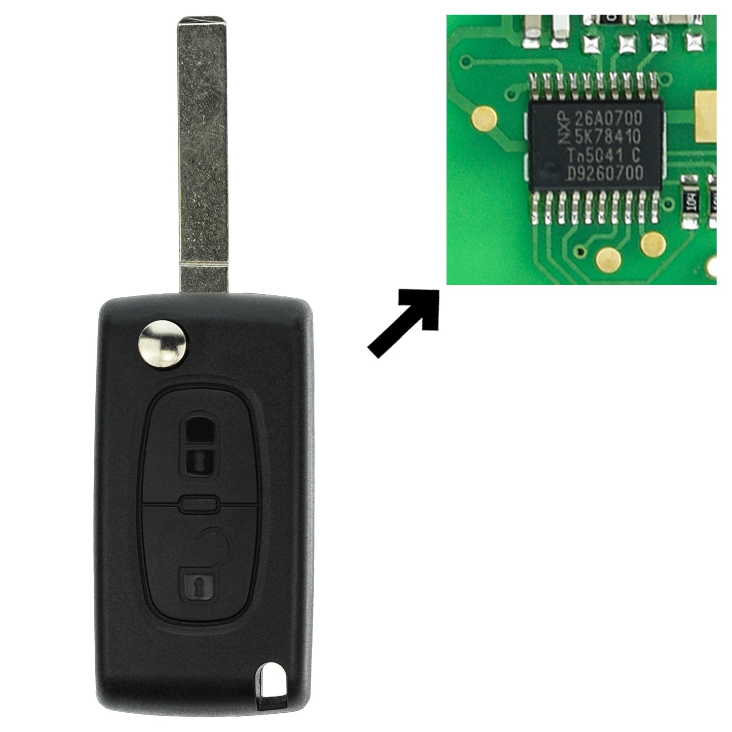 Funk Schlüssel Klappschlüssel 434MHZ ASK +Transponder ID46 PCF7941 +Rohling VA2 VA6 2 Tasten kompatibel mit Citroen C2 C3 I Pluriel C4 Coupe 05-10 Peugeot 207 07-09 807 05-14 207 307 SW Autoschlüssel