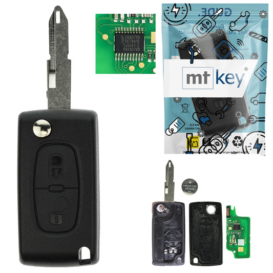 Funk Schlüssel Klappschlüssel 434MHZ FSK +Transponder ID46 PCF7941 +Rohling NE73 2 Tasten kompatibel mit Citroen Berlingo II Multispace B9 C3 II C-Crosser C-Zero Fiat Scudo Peugeot 308 I Autoschlüssel