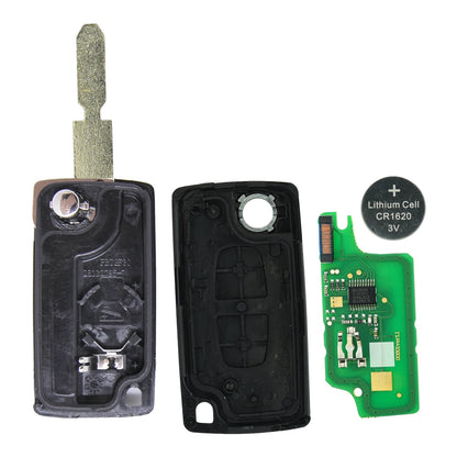 Funk Schlüssel Klappschlüssel 434MHZ FSK +Transponder ID46 PCF7941 +Rohling NE78 2 Tasten kompatibel mit Peugeot 5008 2009-2017 Autoschlüssel