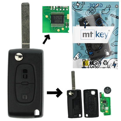 Funk Schlüssel Klappschlüssel 434MHZ FSK ID46 PCF7941 VA2 VA6 2 Tasten kompatibel mit Citroen Berlingo II C3 Aircross II C3 II C3 Picasso C-Crosser Fiat Scudo Peugeot 207 308 I Expert Tepee 207 SW