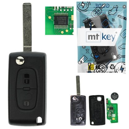 Funk Schlüssel Klappschlüssel 434MHZ FSK ID46 PCF7941 VA2 VA6 2 Tasten kompatibel mit Citroen Berlingo II C3 Aircross II C3 II C3 Picasso C-Crosser Fiat Scudo Peugeot 207 308 I Expert Tepee 207 SW
