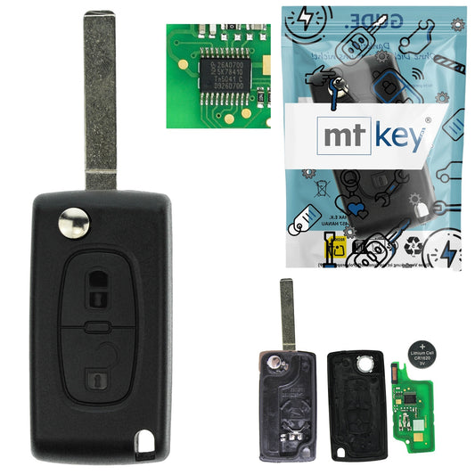 Funk Schlüssel Klappschlüssel 434MHZ FSK ID46 PCF7941 VA2 VA6 2 Tasten kompatibel mit Citroen Berlingo II C3 Aircross II C3 II C3 Picasso C-Crosser Fiat Scudo Peugeot 207 308 I Expert Tepee 207 SW