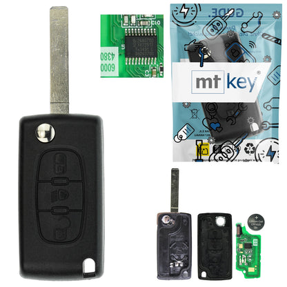 Funk Schlüssel Klappschlüssel 434MHZ ASK +Transponder ID46 PCF7941 +Rohling VA2 VA6 3 Tasten kompatibel mit Citroen C4 Coupe 05-10 C4 (Grand) Picasso I 06-13 C4 I 05-10 C6 05-09 Autoschlüssel
