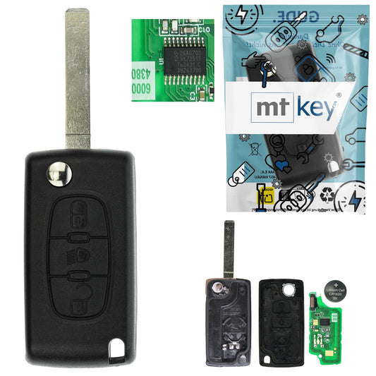 Funk Schlüssel Klappschlüssel 434MHZ ASK +Transponder ID46 PCF7941 +Rohling VA2 VA6 3 Tasten kompatibel mit Citroen C4 Coupe 05-10 C4 (Grand) Picasso I 06-13 C4 I 05-10 C6 05-09 Autoschlüssel