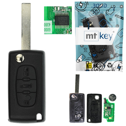 Funk Schlüssel Klappschlüssel 434MHZ ASK +Transponder ID46 PCF7941 +Rohling HU83 3 Tasten kompatibel mit Citroen C4 Coupe Grand Picasso I Peugeot 207 407 206 CC 207 307 CC 207 SW 407 Coupe SW