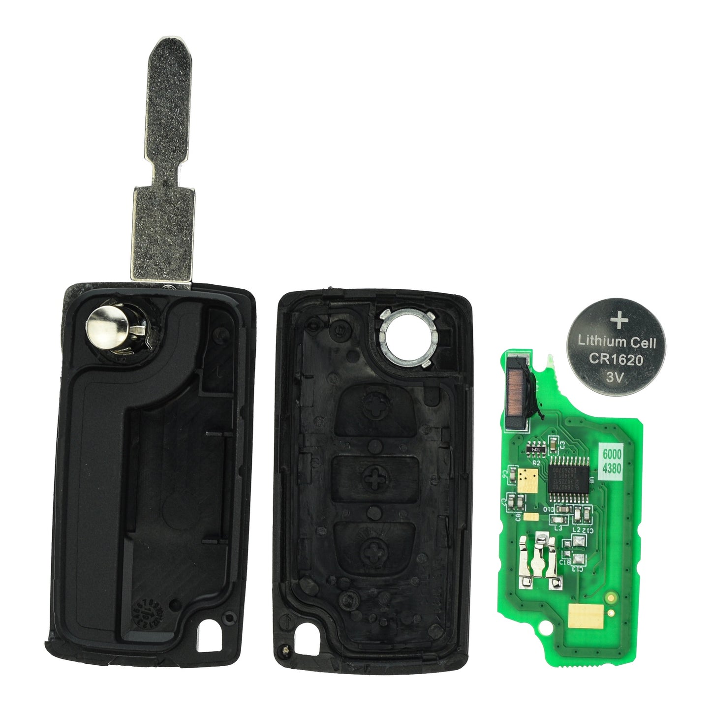 Funk Schlüssel Klappschlüssel 434MHZ ASK +Transponder ID46 PCF7941 +Rohling NE78 3 Tasten kompatibel mit Peugeot 607 05-11 207 CC 07-09